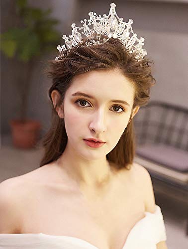 Gangel Baroque Costume Wedding Crowns Queen Tiaras Vintage Crowns Rhinestone Bride Wedding Crown Crystal Tiara Pricess Hair Accessories for Women and Girls (SILVER) - Image 3