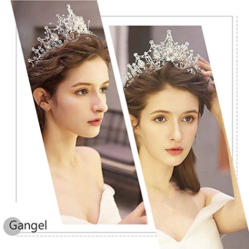 Gangel Baroque Costume Wedding Crowns Queen Tiaras Vintage Crowns Rhinestone Bride Wedding Crown Crystal Tiara Pricess Hair Accessories for Women and Girls (SILVER) - Image 4
