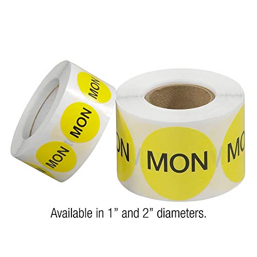 Tape Logic TLDL6502 Inventory Circle Labels, Days of The Week, Mon", 2", Fluorescent Yellow, 1 Roll of 500 Labels - Image 3