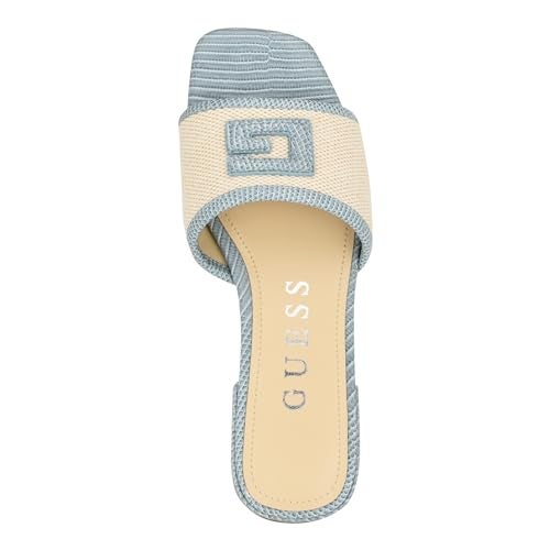 GUESS Women's Tampa Flat Sandal, Light Blue/Beige Multi, 9.5 - Image 2