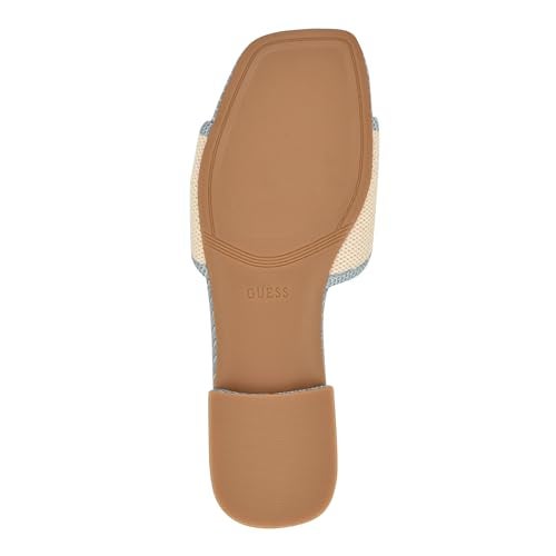 GUESS Women's Tampa Flat Sandal, Light Blue/Beige Multi, 9.5 - Image 4