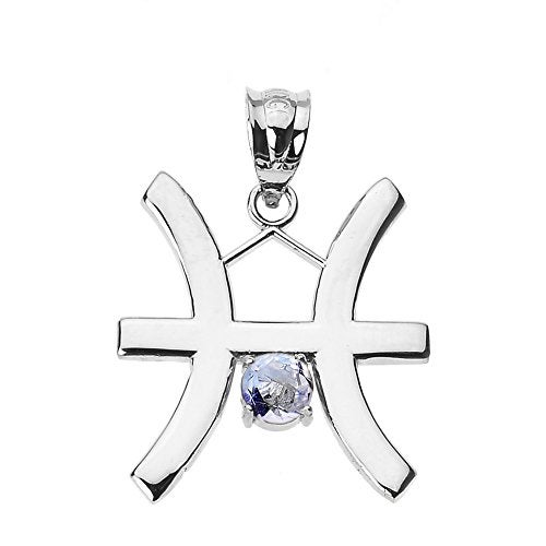 Claddagh Gold Personalized 10k White Gold Genuine Aquamarine March Birthstone Pisces Zodiac Charm Pendant - Image 3