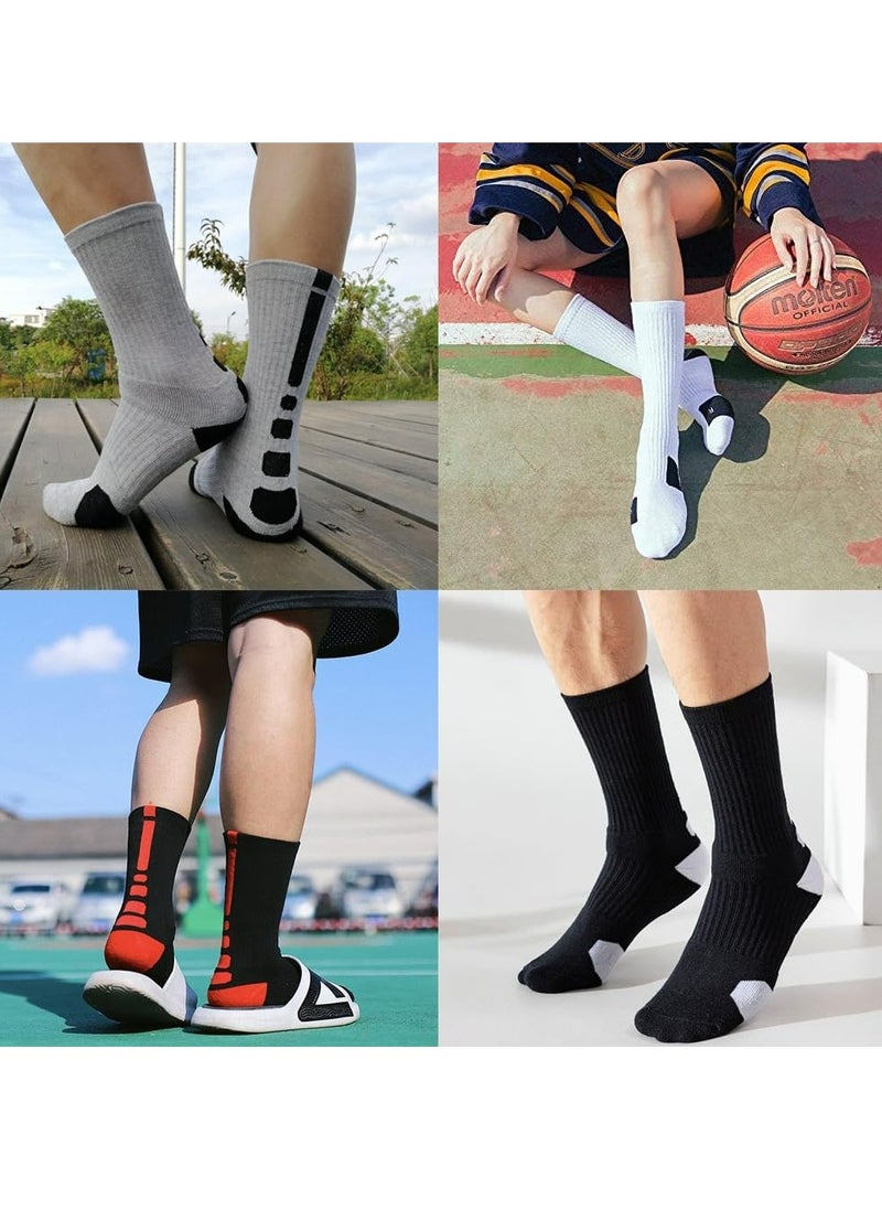 Oasisgalore 4 Pairs Basketball Football Socks for Men，Hiking Socks Sports Socks，Anti Slip Compression Cotton Towel Sock  - Image 2