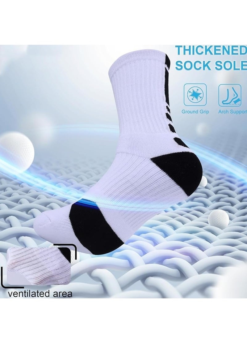 Oasisgalore 4 Pairs Basketball Football Socks for Men，Hiking Socks Sports Socks，Anti Slip Compression Cotton Towel Sock  - Image 5