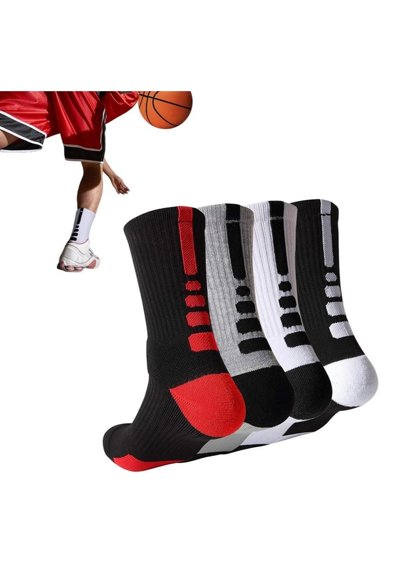 Oasisgalore 4 Pairs Basketball Football Socks for Men，Hiking Socks Sports Socks，Anti Slip Compression Cotton Towel Sock  - Image 1