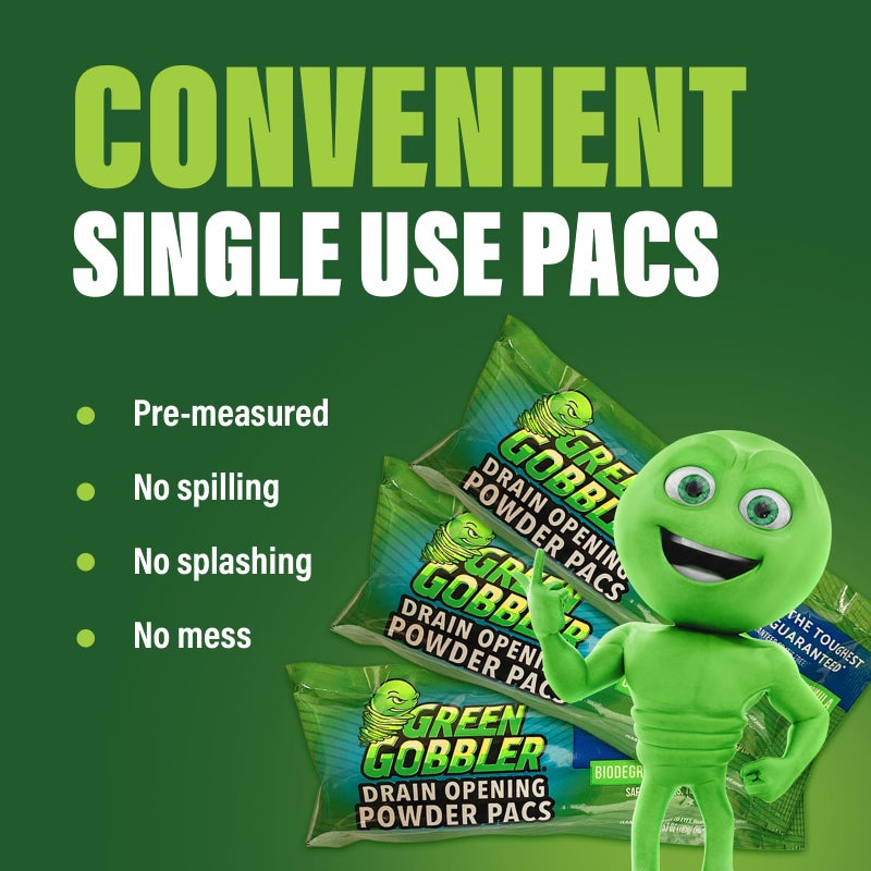 Green Gobbler Drain Clog Remover & Drain Cleaner Powder (5 Pacs & 5 Tools) - Image 3