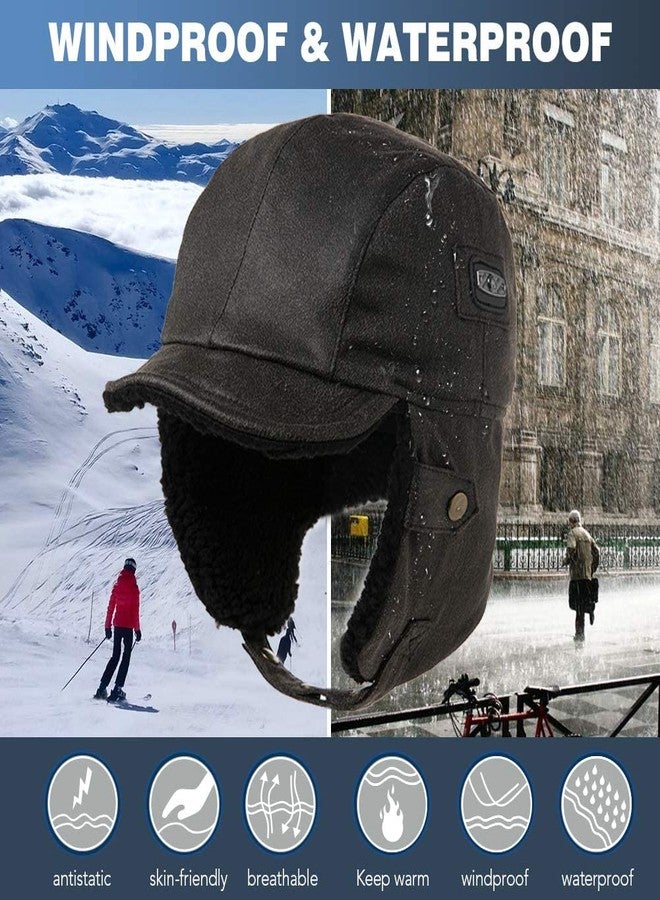 Comhats Unisex Pilot Earflap Hat Aviator Cap Faux Leather Adult Brown Women Winter Trapper Hunting - Image 4