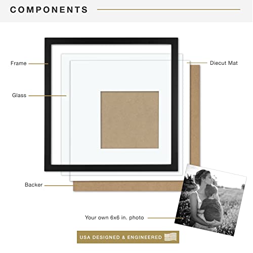 MCS East Village 12x12 Matted Square Picture Frame with 6x6 Photo Display, Black Wall Hanging Frame for Photos & Posters (1-Pack) - Image 4
