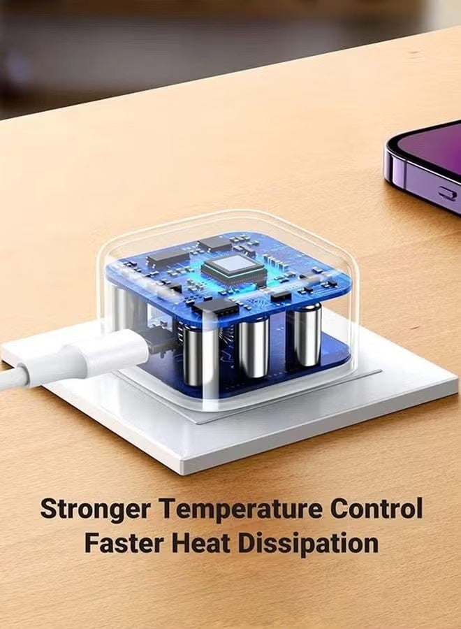 رياكلاود محول طاقة شحن سريع من النوع C بقدرة 35 وات لهاتف iPhone، شاحن حائط USB C سريع الشحن، قابس شاحن سريع PD بقدرة 35 وات لهاتف iPhone 16/15/15 Pro/15 Pro Max/15 Plus/14 series/13/12/11 series، iPad، Mac، AirPods أبيض - Image 2