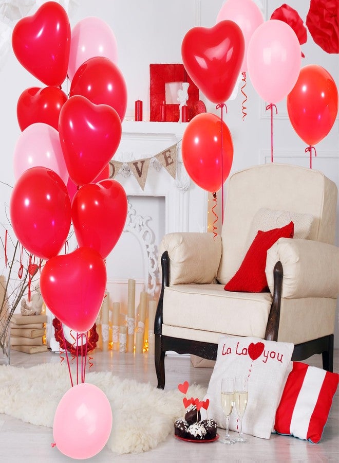 Douvelue 60Pcs Pink and Red Heart Shaped Balloons, Red Valentine's Day Balloons Set with Ribbon, for Wedding, valentines decorations, Marriage Proposal Props - Image 5