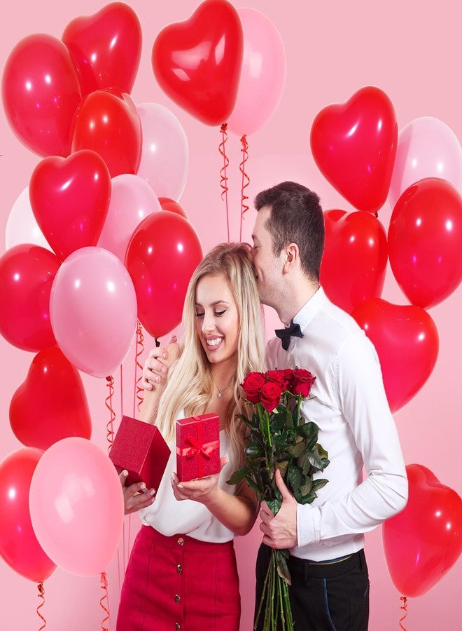 Douvelue 60Pcs Pink and Red Heart Shaped Balloons, Red Valentine's Day Balloons Set with Ribbon, for Wedding, valentines decorations, Marriage Proposal Props - Image 4