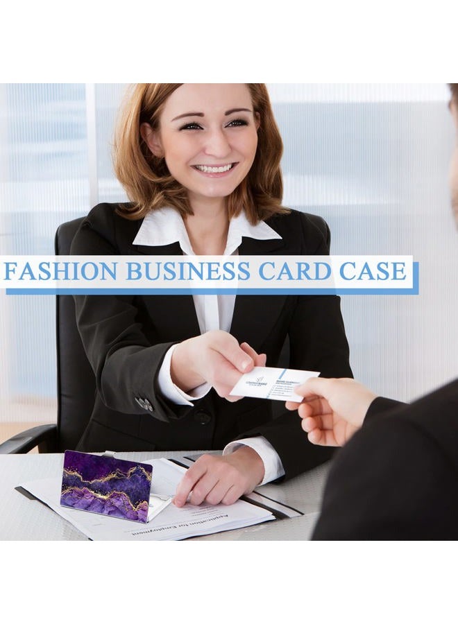 xiviers Business Card Holder，Color Printing Men's and Women's Business Card Case，Ultra-Thin Metal Business Card Organizer，Carry-on Pocket Wallet Business Card Holder,Purple Marble - Image 4