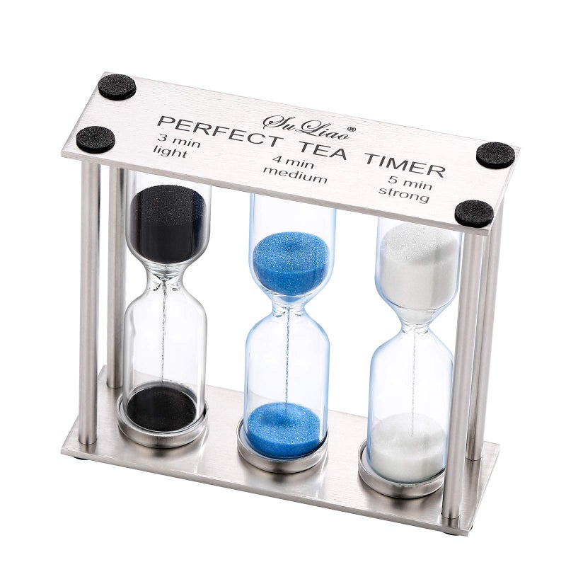 SuLiao SuLiao Tea 345 Minute Sand TimerClock Metal ThreeinOne Small Colorful Sand Watch Black  Blue White Reloj De Arena Unquie Sandglass Hour Glass for Kids Classroom Home Decor