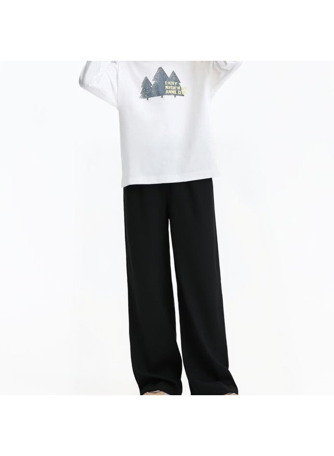 Annil Children's Black Sports Pants Loose Straight-leg Comfortable Breathable Casual Trousers For Older Kids - Image 3