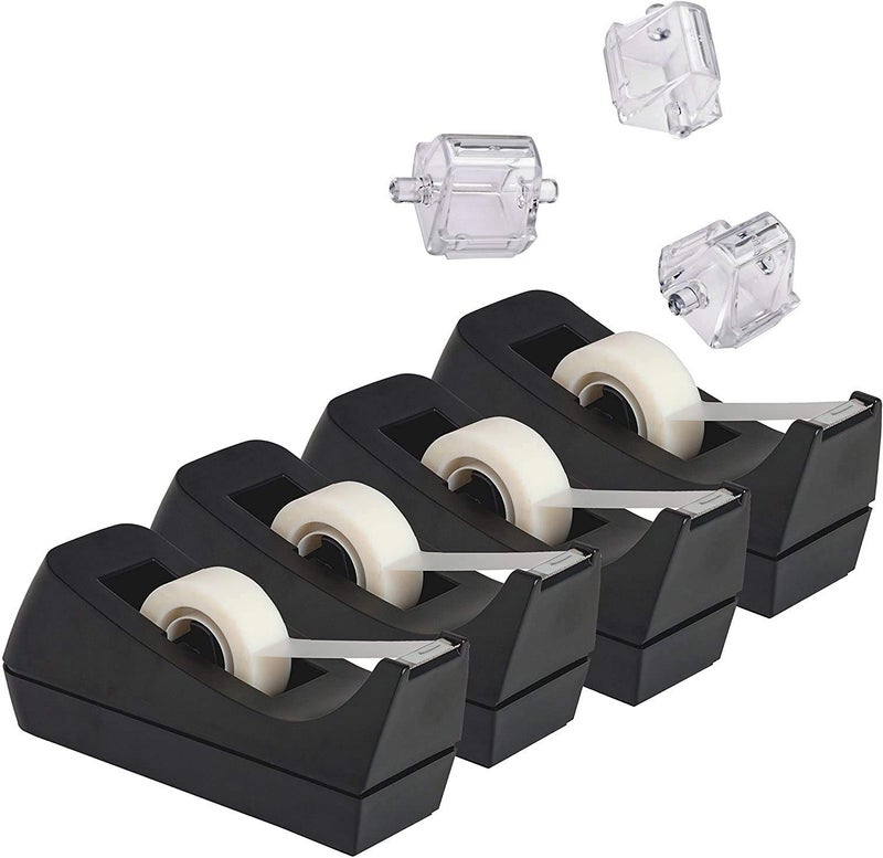Klingy Desktop Tape Dispenser, 4-Pack, Non-Skid Base - with 3 Extra Dispenser Replacement Core (Core not Included), Perfect for Office, Home, School - Value Pack - Image 4