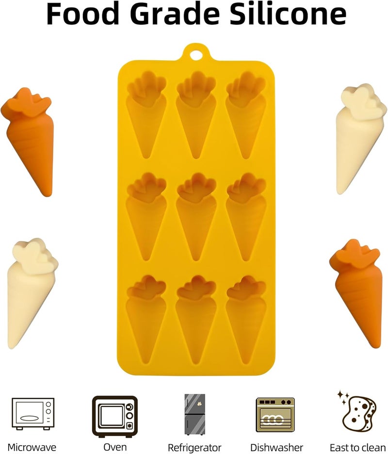 EDUEE Carrot Chocolate Molds 3pcs Easter Silicone Candy Molds Carrot Shape 2.36 inch For Ice Cube Resin Cupcake Decoration - Image 3