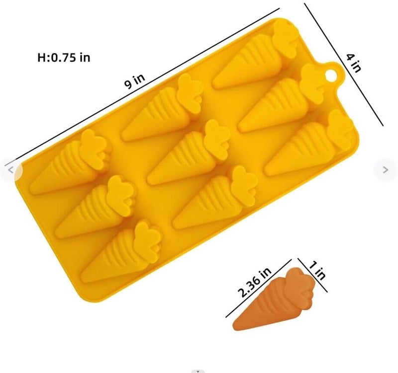 EDUEE Carrot Chocolate Molds 3pcs Easter Silicone Candy Molds Carrot Shape 2.36 inch For Ice Cube Resin Cupcake Decoration - Image 2