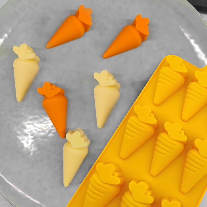 EDUEE Carrot Chocolate Molds 3pcs Easter Silicone Candy Molds Carrot Shape 2.36 inch For Ice Cube Resin Cupcake Decoration - Image 5