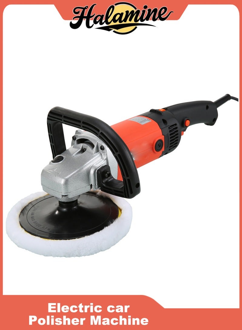 Halamine 1200W to 1400W 7 inch Electric car Polisher Machine ，Buffer Polisher，with Wool Buffing Pad ，1 Backing pad Double Insulated with Speed Control (Speed-3000rpm) Red - Image 1