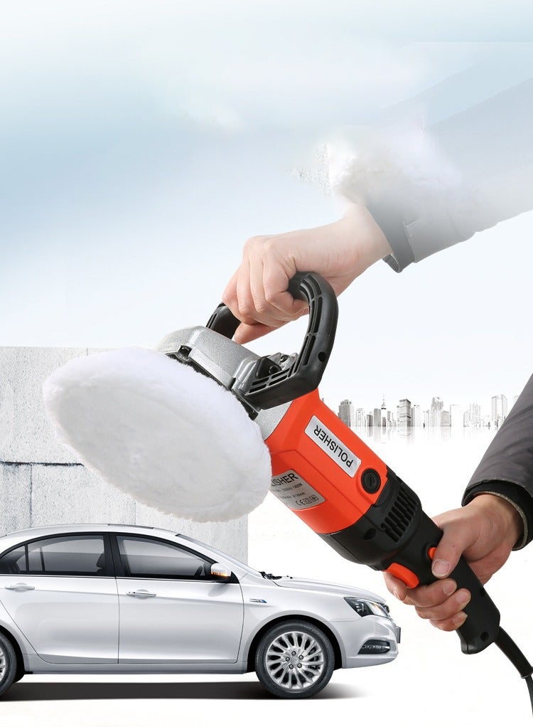 Halamine 1200W to 1400W 7 inch Electric car Polisher Machine ，Buffer Polisher，with Wool Buffing Pad ，1 Backing pad Double Insulated with Speed Control (Speed-3000rpm) Red - Image 3