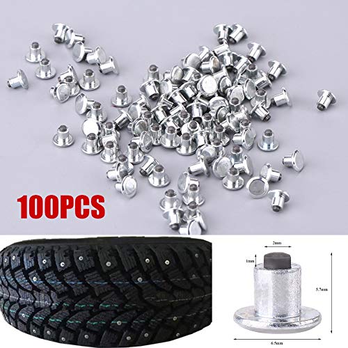 EVGATSAUTO Tire Steel Studs, 100pcs Car Bike ATV Motorcycle Snow Chain Caltrops with Installation Tool for Silent Spikes Tyre Screws - Image 5