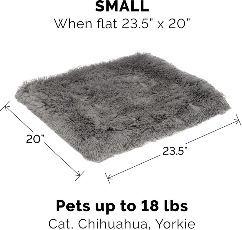 Furhaven Self-Warming Cat Bed for Indoor Cats, 4-Beds-in-1 & Washable - Plush Long Faux Fur Convertible Cuddler - Gray, Small - Image 3