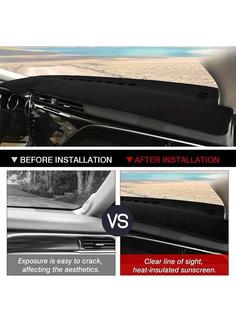 NOSKIN Dashboard Cover Mat for Toyota Camry 2018-2024, Flannel Nonslip Dash Protector, Black (Without HUD) - Image 2