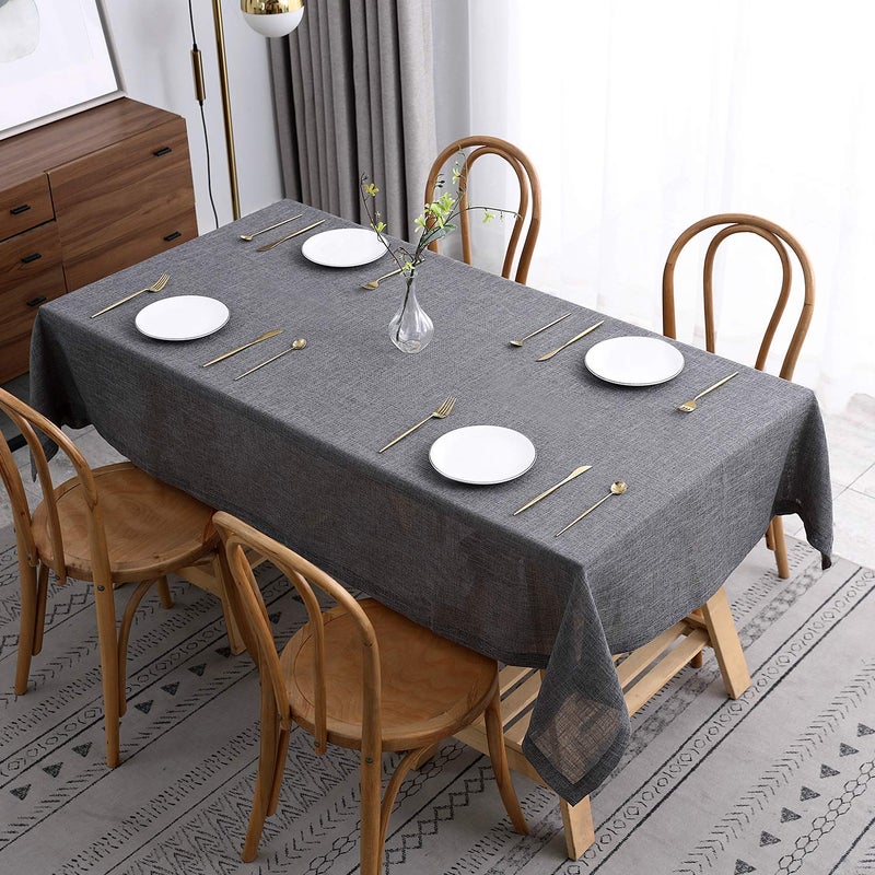 maxmill Flaxy Faux Linen Tablecloth with 2Tone Slubby Texture Wrinkle Free AntiShrink Soft Table Cloth for Kitchen Dining Tabletop for Outdoor and Indoor Use Rectangle 60 x 84 Inch Charcoal