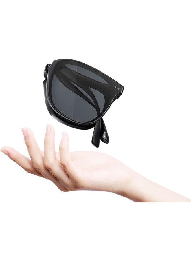 LOHO Foldable Gm Sunglasses For Men And Women High-End Driving Sun Glasses Large Face Slimming Lh013624 Piano Black - Image 2