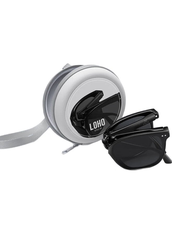 LOHO Foldable Gm Sunglasses For Men And Women High-End Driving Sun Glasses Large Face Slimming Lh013624 Piano Black - Image 1