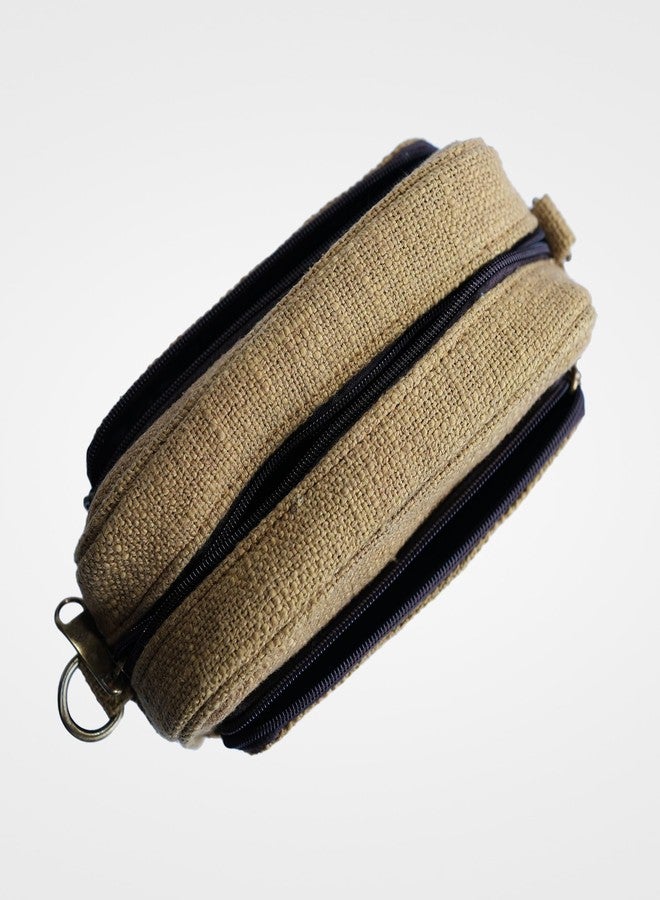 BHASTRA Three Pocket Sling Bag - Yellow | Handloom Woven Cotton And Vegan Leather | Bag for Women - Girls Travel Crossbody Bags with Adjustable Strap | Ideal For Gifting - Image 5