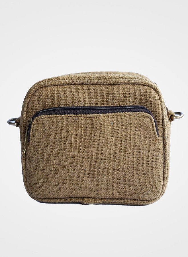 BHASTRA Three Pocket Sling Bag - Yellow | Handloom Woven Cotton And Vegan Leather | Bag for Women - Girls Travel Crossbody Bags with Adjustable Strap | Ideal For Gifting - Image 4