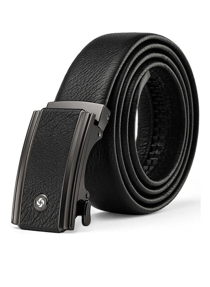 Samsonite Aamir II BIZ Plate AL Auto 01 Leather Belt, Black|Stylish|Premium Quality|Automatic Buckle|Hole Free Belt - Image 1