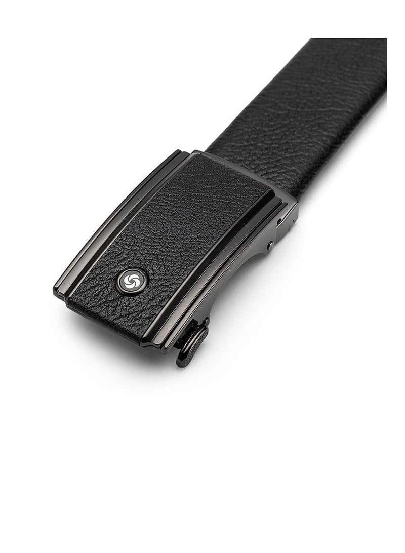Samsonite Aamir II BIZ Plate AL Auto 01 Leather Belt, Black|Stylish|Premium Quality|Automatic Buckle|Hole Free Belt - Image 2