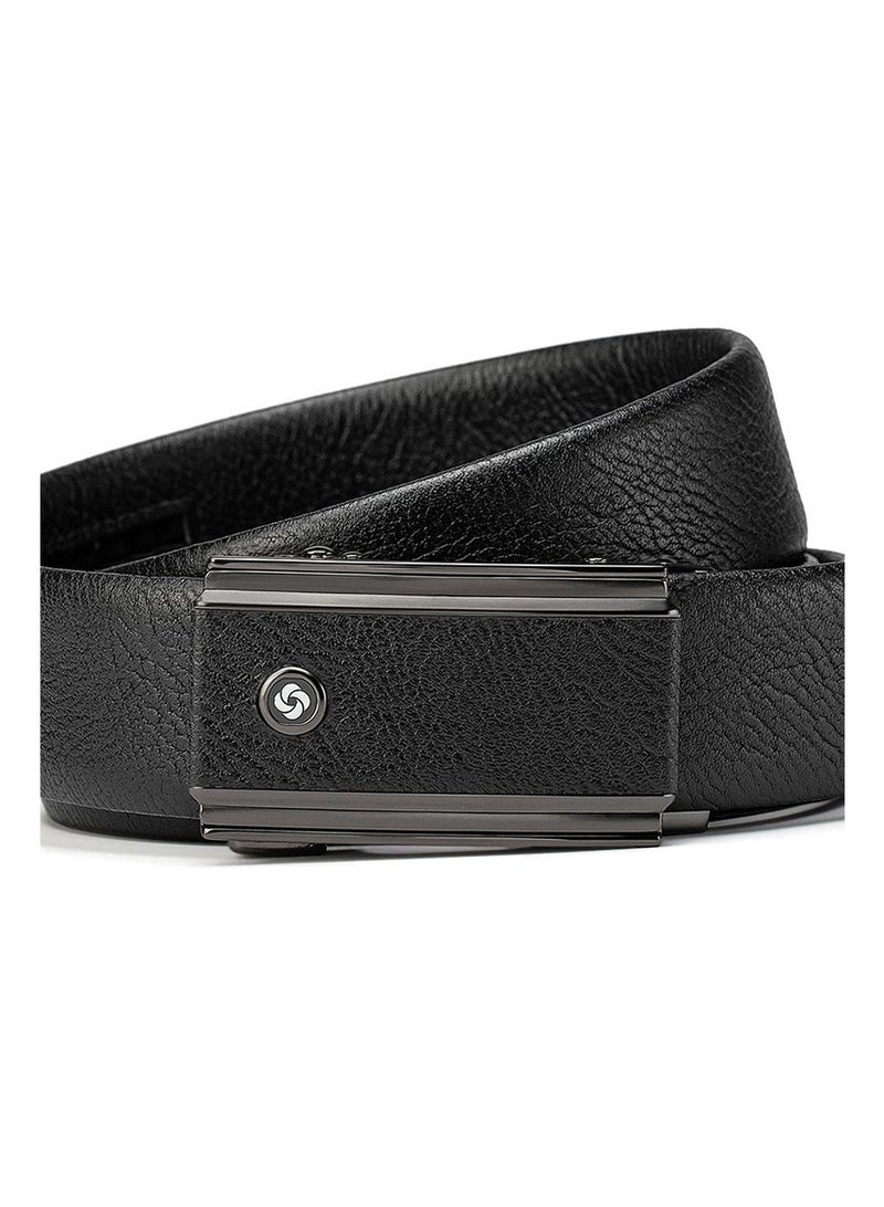 Samsonite Aamir II BIZ Plate AL Auto 01 Leather Belt, Black|Stylish|Premium Quality|Automatic Buckle|Hole Free Belt - Image 4