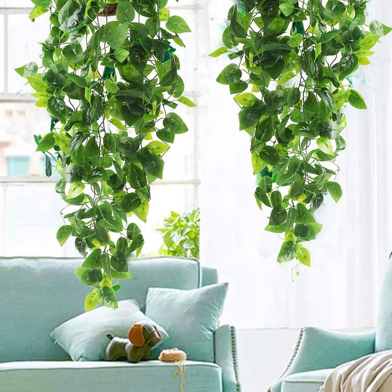 klarako Artificial Hanging Plants 3.6ft Fake Ivy Vines, Fake Ivy Leaves Hanging Plant Wall Plants for Wall Decor Home Garden Wedding Party Indoor Outdoor Decoration Not Included Basket (2PCS) - Image 1