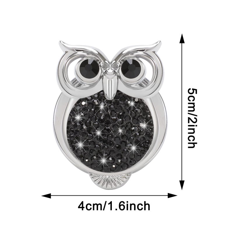 WINKA Bling Car Engine Start Button Cover Owl Diamond Crystal Push Start Stop Button Ring Sparkly Bling Ignition Button Cover Rhinestone Keyless Ignition Ring Cap Universal Car Accessories (Black) - Image 2