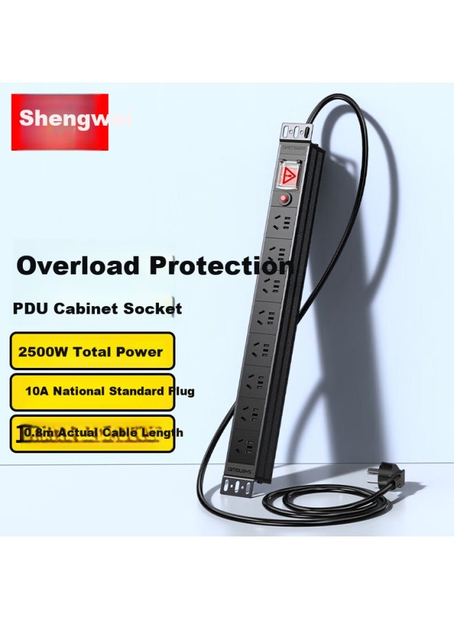 Shengwei Pdu Cabinet Socket 8 Outlet 10a Total Control Overload Protection High Power Engineering Room Cabinet Special Multi-function Socket Patch Panel Xp10a-308 - Image 1