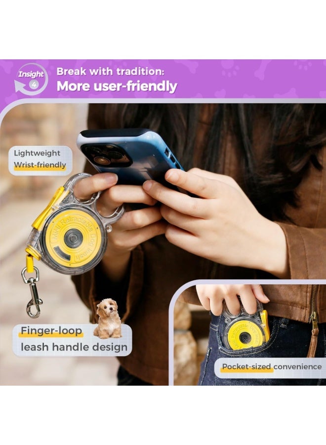 3 m Retractable Dog Leash for Tiny and Small Dogs, Puppies and Cats, 360° Tangle-Free Design, Smooth One-Handed Brake and Lock, Lightweight Compact Easy to Carry - Image 5