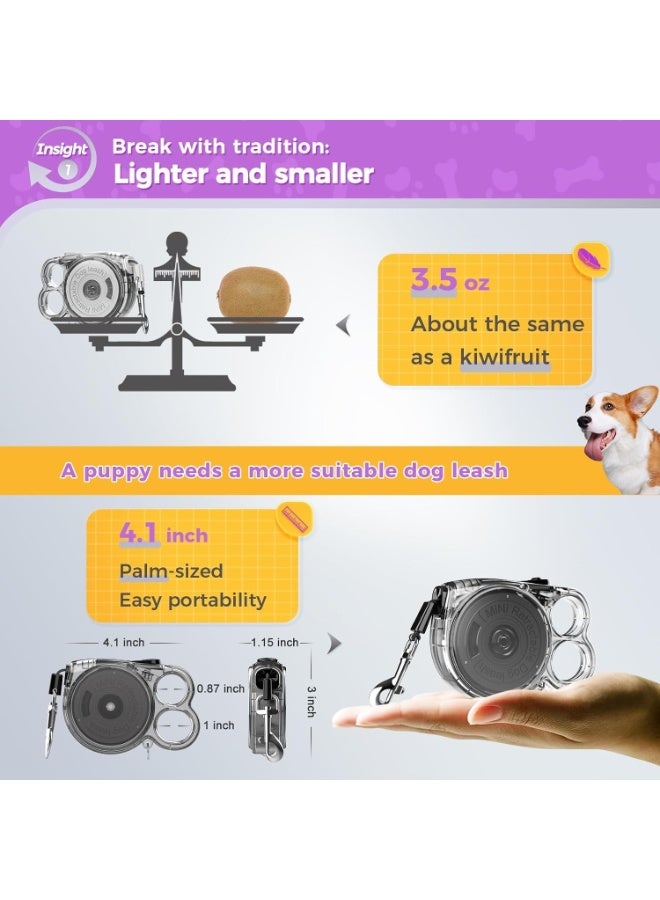 3 m Retractable Dog Leash for Tiny and Small Dogs, Puppies and Cats, 360° Tangle-Free Design, Smooth One-Handed Brake and Lock, Lightweight Compact Easy to Carry - Image 2