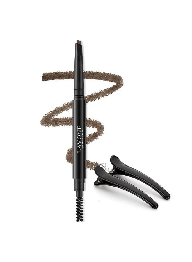 LAVONE Eyebrow Pencil - Makeup Waterproof Brow Pencil With Triangular Tip, Dual-Sided Brow Brush, Precise, Fine Tip, Fills Brows Creates Natural Looking Brow, With Hair Clips - Dark Brown - Image 1