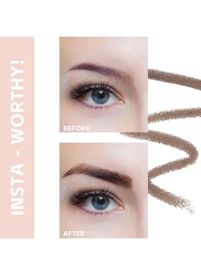LAVONE Eyebrow Pencil - Makeup Waterproof Brow Pencil With Triangular Tip, Dual-Sided Brow Brush, Precise, Fine Tip, Fills Brows Creates Natural Looking Brow, With Hair Clips - Dark Brown - Image 3