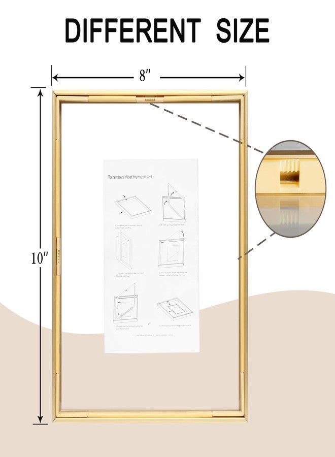 FrameWorks 8”x10” Deluxe Brass Gold Aluminum Contemporary Style Floating Picture Frame with Tempered Glass - Image 2