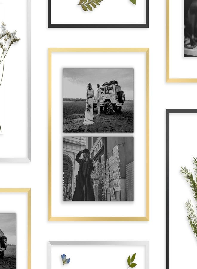 FrameWorks 8”x10” Deluxe Brass Gold Aluminum Contemporary Style Floating Picture Frame with Tempered Glass - Image 5