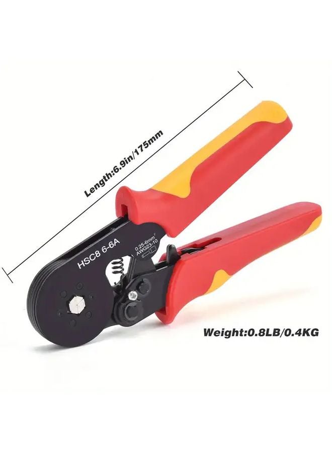 HSC8 6 6A YR Electrician Ferrule Crimping Tool Kit Adjustable Ratchet Wire Pliers - Image 1