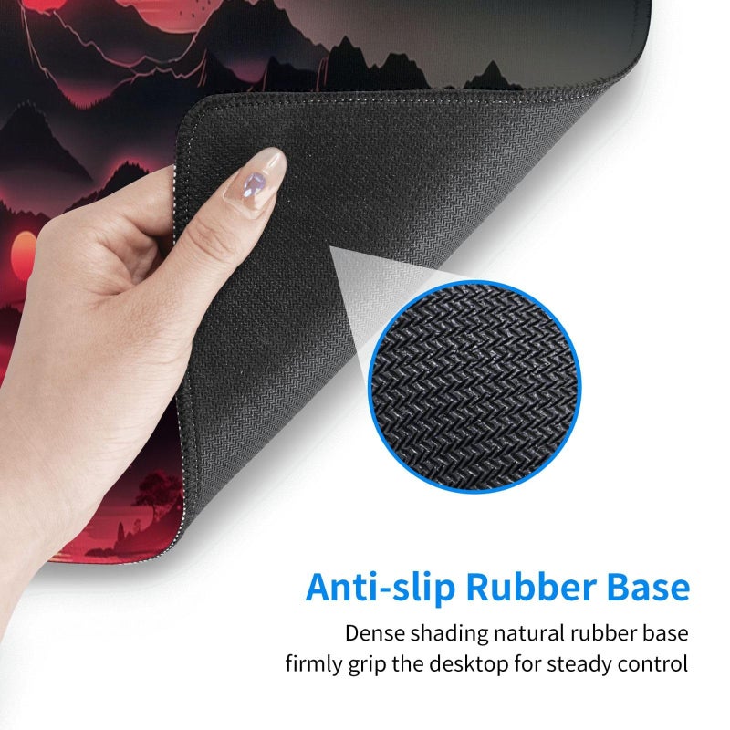 Brecoy Extended Gaming Mouse Pad, Large Desk Mat XL Anime Mouse Pad Waterproof with Stitched Edges, Non-Slip Desktop Pad for Home and Office, Level Up Your 31.5x11.8 Inch (Darkness Red Moon3) - Image 5