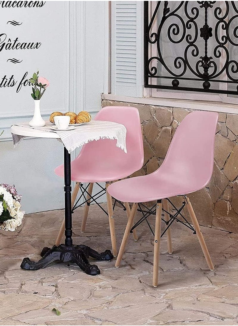 Golden - Dining Chair Mid Century Modern Dining Side Chairs with Wood Legs Plastic Kitchen Chair Armless Casual Chair for Home Office Hotel Bistro Cafe Restaurant(2-Pack) - Image 1