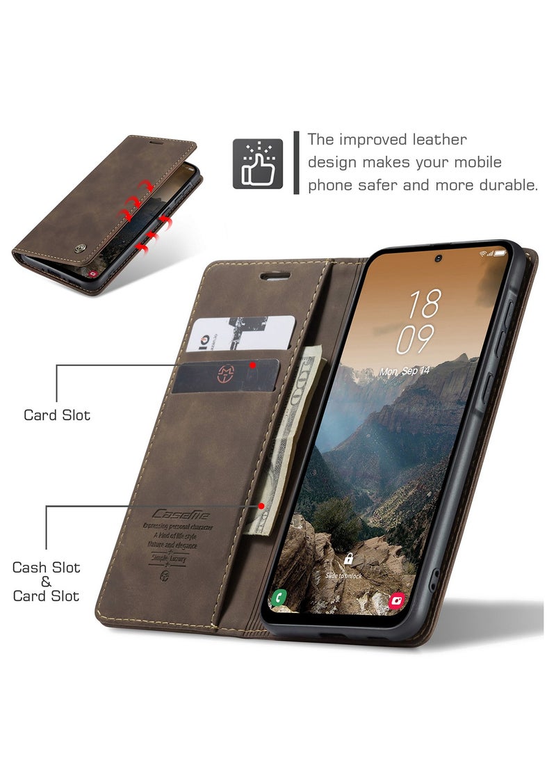CaseMe For Samsung Galaxy A56 Cover, Soft PU Leather Shockproof Mobile Phone Wallet Case, Full Body Protective Flip Cover Magnetic Adsorption Back Cover - Image 2
