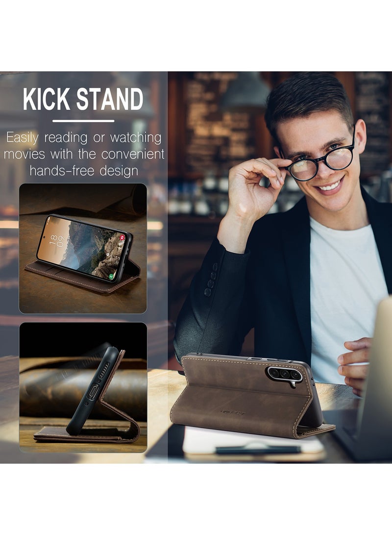 CaseMe For Samsung Galaxy A56 Cover, Soft PU Leather Shockproof Mobile Phone Wallet Case, Full Body Protective Flip Cover Magnetic Adsorption Back Cover - Image 5