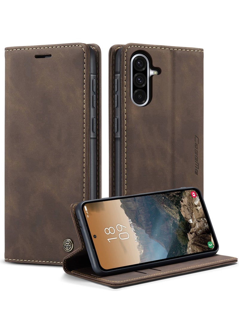 CaseMe For Samsung Galaxy A56 Cover, Soft PU Leather Shockproof Mobile Phone Wallet Case, Full Body Protective Flip Cover Magnetic Adsorption Back Cover - Image 1